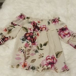 Floral cold shoulder top